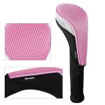 Andux 3pcs/Set Golf 460cc Driver Wood Club Head Covers Long Neck with No. Tags Pink