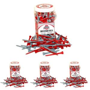 Team Golf NCAA Ohio State Buckeyes Jar Of 175 Golf Tees 2-3/4" Golf Tees, 175 Pack, Regulation Size, Multi Team Colors