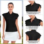 Womens Golf Apparel Short Sleeve Golf Tops Black Polo Shirts