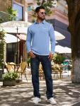 Mens Fashion Polo Shirts Classic Long Sleeve Basic Button Tees Stylish Tops Golf Shirts with Pocket Blue Plues Size