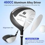 Tangkula 10 Pieces Men's Complete Golf Clubs Set Left Hand, Golf Club Package Set with 460CC Driver, Fairway Wood & Hybrid, Irons, Putter, Portable Regular Golf Club Set (Blue)