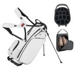 Lightweight Golf Stand Bag with 14 Way Full-Length Dividers, 7 Zippered Pockets and Rain Cover, with Handles and Dual Strap (White, 14 Way)