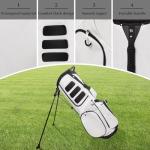 Lightweight Golf Stand Bag with 14 Way Full-Length Dividers, 7 Zippered Pockets and Rain Cover, with Handles and Dual Strap (White, 14 Way)