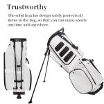 Lightweight Golf Stand Bag with 14 Way Full-Length Dividers, 7 Zippered Pockets and Rain Cover, with Handles and Dual Strap (White, 14 Way)