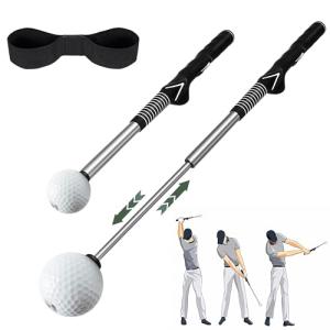 OXU ION Retractable Golf Swing Trainer, Golf Grip Training Aid for Strength & Tempo Practice – Click Feedback Stick for Chipping & Hitting, Portable Warm-Up Trainer for Beginners Indoor/Outdoor