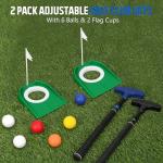 MultiOutools Golf Putters for Men and Women, 2 Pack Adjustable Golf Club Sets with 6 Balls & 2 Flag Cups, Two-Way Mini Putters Training Clubs for Children, Teenagers, Adults - Black & Blue