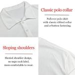 Muscle Cmdr Men's Slim Fit Muscle Polo Shirts Long&Short Sleeve Stretch Quick Dry Tee Casual Golf Athletic T-Shirts (White M)