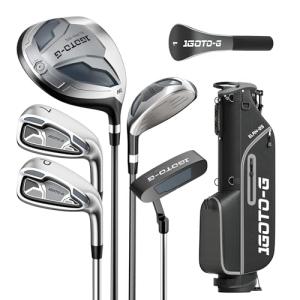 1GoTo-G 7 Pieces Golf Clubs Set for Men - Complete Mens Golf Clubs Full Set Left Handed Includes Stand Bag with Rain Hood, 1# Driver, 5# Hybrid, 7# PW# Irons and Putter