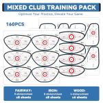 Yobbai Golf Impact Tape - High-Resolution Strike Stickers for Iron, Wood & Fairway Clubs, Non-Residue, Swing Training Aid Impact Labels (Righties- 160pcs(Wood 6x8+ Iron 8x10+ Fairway 8x4))