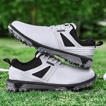 ULTIANT Men's Golf Shoes Fixed Nailless Sole Waterproof Lightweight No-Slip Walking Shoes Size7.5-14(White,43)