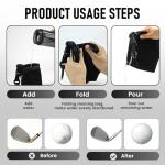 XINQIDAI Golf Club and Golf Ball Cleaning Bag - Cleans Club Grooves, Golf Bag Accessories,Waterproof Clean Face Tech, Detachable Clip, Machine Washable,Golfer Gifts for Men(1-Pack,BLACK)