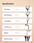 BODIOO Golf Clubs Set for Women 8 pcs, Ladies Complete Golf Club Set with Steel Shafts, Driver Fairway Wood Hybrid Irons Putter, Lightweight Deluxe Stand Bag & 3 Bonus Headcovers, Pink