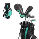 Aspire Junior Plus Kids Golf Clubs – Boys’ & Girls’ Right-Handed Golf Set with Lightweight Stand Bag, Graphite Shafts & Aircraft-Grade Aluminum Clubs - Green Ages 7-8