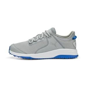Puma Golf Men's Fusion Grip Golf Shoe, Flat Light Gray- Silver- Team Royal, 12