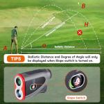 PONADA Golf Rangefinder with Slope, 1200 Yards Range Finder with 7X Magnification & Voice Broadcast, Flag Pole Locking Vibration, Magnetic Mount, Elegant Lychee Grain Microfiber Leather Decor