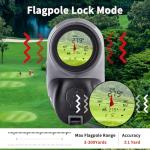 PONADA Golf Rangefinder with Slope, 1200 Yards Range Finder with 7X Magnification & Voice Broadcast, Flag Pole Locking Vibration, Magnetic Mount, Elegant Lychee Grain Microfiber Leather Decor