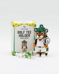 VannyVee Sports Tiger Caddy Golf Tee Holder, Includes 8 Golf Tees, Fun Golf Accessories for Men and Women, Stylish Golf Bag Accessory and Golf Gift
