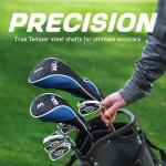 Aspire XD1 Complete Mens Golf Club Set, Includes Titanium Driver, S.S. Fairway, S.S. Hybrid, S.S. 6-PW Irons, Putter, Bag, 3 H/C's, Right & Left Handed Golf Clubs for Men, Blue