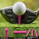 FINGER TEN Bamboo Golf Tees Wood 2 3/4 3 1/4 Inch Wooden Tee Color Bulk 250/500/1000/2000 Count for Men Women Kids (Bright Pink, 500 Count(2 3/4 Inch))