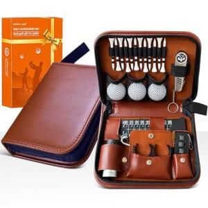 Golf Gift Set - Complete Golfing Accessories for Men & Women, Dad, with 3 Golf Balls, Bag Case, Rangefinder, Tees, Brush, Divot Knife, Scorer & Ball Clamp, Essentials Golf Accessories, Best Golf Gifts