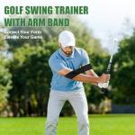 BEKIRALASS Retractable Golf Swing Trainer & Grip Trainer – Swing Click Feedback for Rhythm Practice, Corrects Posture & Grip (Right Hand), Portable All-Scene Trainer with Arm Band for Swing Correction