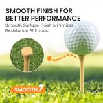 FINGER TEN Bamboo Golf Tees Wood 2 3/4 3 1/4 Inch Wooden Tee Color Bulk 250/500/1000/2000 Count for Men Women Kids (Natural, 1000 Count(3 1/4 Inch))