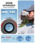 Golf Rangefinder with Slope, 1300 Yards Laser Range Finder for Hunting, 7.5X Magnification Flag Pole Locking Vibration Rechargeable Range Finders with Magnet Golf Accessories Gift for Men (Grey)
