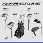 Precise M3 Men's Complete Golf Club Set, Includes Driver, Fairway, Hybrid, 6-PW, Putter, Stand Bag, 3 H/C's, Men’s Golf Clubs Full Set Right Handed, Regular, Petite or Tall Size