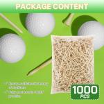 weyleity Bamboo Golf Tees | 1000 Pack 2 3/4 inch | 7X Strong, Reduce Friction & Side Spin