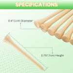 weyleity Bamboo Golf Tees | 1000 Pack 2 3/4 inch | 7X Strong, Reduce Friction & Side Spin