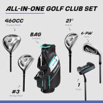 Precise AMG Men's Complete Golf Club Set, Includes Titanium Driver, S.S. Fairway, S.S. Hybrid, S.S. 6-PW Irons, Putter, Bag, 3 H/C's, Men’s Golf Clubs Full Set Right Handed, Regular or Tall Size