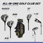 Precise M8 Men’s 17-Piece Golf Set – Driver, Woods, Hybrids, Irons (6-SW), Putter, Stand Bag, 4 Headcovers and Rainhood – K-G Lite Kevlar Shafts - Right Hand Tall Size