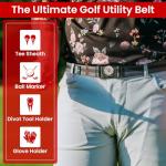 The Byrd Belt - Reversible Golf Belt with Ball Marker, Tee Sheath & Divot Tool for Men - On & Off Course Adjustable up to 44” (Greys)