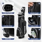 ULTIMATE Men's Golf Club Set, Complete Golf Club Package Set w/ #1 Driver,#3 Fairway Wood w/Headcover,#4 Hybrid,#6/#7/#8/#9 Irons, Pitching Wedge, Putter (Dark w/Bag)