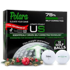 Polara Golf Ultimate Straight Self-Correcting Golf Balls – Anti-Slice & Hook Correction, Maximum Accuracy, Mid-Range Compression, Non-Conforming Golf Balls for Men & Women – 1 Dozen White