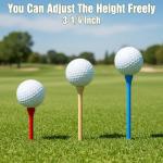 Caeuiciw 500 Pieces Color Golf Tees Wood Golf Tees Bulk 3-1/4 Inch Unbreakable Long Colored Tall Golfs Tee for Men Women Kids Balls Game