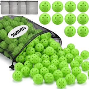 LaRandom Practice Golf Balls: 200 Pcs 42 mm Limited Flight Plastic Golf Balls Bulk with 5 Mesh Bags - Training Hollow Ball for Backyard Driving Range Swing Indoor Outdoor Home(Green)