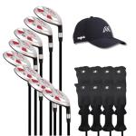 Right Handed Majek K5s Hybrid Set Senior Men's Standard with Midsize Grips Includes 3-PW Clubs with Black Hybrid Headcovers and Black Majek Golf Hat