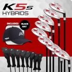 Right Handed Majek K5s Hybrid Set Senior Men's Standard with Midsize Grips Includes 3-PW Clubs with Black Hybrid Headcovers and Black Majek Golf Hat