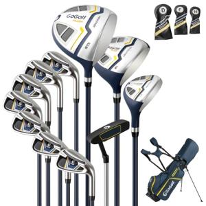 Goplus Complete Golf Club Set for Men, 12 Pieces Right Hand Golf Clubs with #1 Driver, #3 Fairway, #5 Hybrid, #5, #6, #7, #8, #9, #P & #S Irons, Putter, 3 Head Covers, Golf Stand Bag, Rain Hood