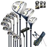 Goplus Complete Golf Club Set for Men, 12 Pieces Right Hand Golf Clubs with #1 Driver, #3 Fairway, #5 Hybrid, #5, #6, #7, #8, #9, #P & #S Irons, Putter, 3 Head Covers, Golf Stand Bag, Rain Hood
