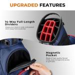 UNIHIMAL 14 Way Dividers Golf Stand Bag Lightweight, Golf Bag for Men Women with Multiple Pockets, Dual Strap and Rain Cover Hood (Navy)