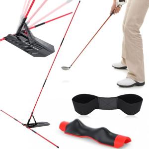 JolliLudo Golf Alignment Sticks and Swing Trainer with Angle Holder for Aiming Putting Aid Arm Band Trainer Enhance Strength, Precision, and Swing Technique Golf Practice Tools for Posture Correct