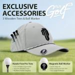 NJF Golf™ Hats Men – Breathable Golf Caps for Men with Tee Holder & Clip-On Magnetic Ball Marker, Lightweight Adjustable Rope Mens Cap, Snapback Mens Caps, Moisture-Wicking Golfing Gear, Light Gray