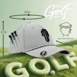 NJF Golf™ Hats Men – Breathable Golf Caps for Men with Tee Holder & Clip-On Magnetic Ball Marker, Lightweight Adjustable Rope Mens Cap, Snapback Mens Caps, Moisture-Wicking Golfing Gear, Light Gray