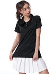 Women's Polo Tee Dry Fit Golf Shirt Moisture Wicking Short Sleeve Sport Activewear Golf Polo Tops Collar with Buttons Workout Black/Grey/Rose/Cyan M