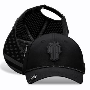 NJF Golf™ Hat Unisex Phantom PRO X Black, Adjustable Snapback USA Caps Golf Hat with Tee Holder, Breathable Golfing Hats, Includes 3 Tees and 1 Marker, Quick-Dry Moisture-Wicking Design