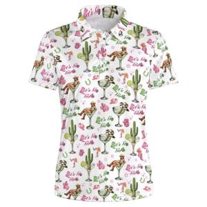 HUURAY Women's Cowgirl Polo Shirts Western Golf Shirts V-Neck Short Sleeve Shirt Quick Dry Ladies Tennis Running T Shirt Golf Outfits for Women Cactus