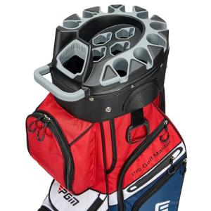 PGM Golf Cart Bag with 14 Way Organizer Divider Top, Premium Cart Bag with Handles and Rain Cover for Men/Blue