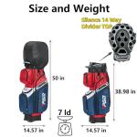 PGM Golf Cart Bag with 14 Way Organizer Divider Top, Premium Cart Bag with Handles and Rain Cover for Men/Blue